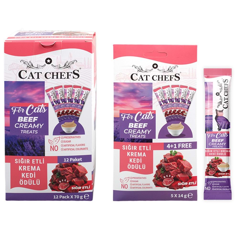 Cat Chefs Sığır Etli Krema (5x14gr)Kedi Ödülü