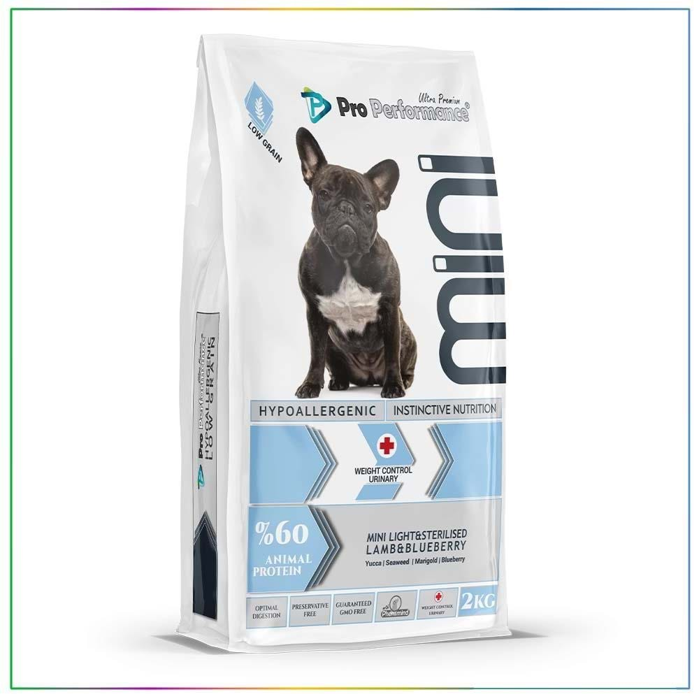 Pro Performance Mini Irk Kuzu Etli ve Yaban Mersinli Light&Sterilised Yetişkin Köpek Maması 2 Kg