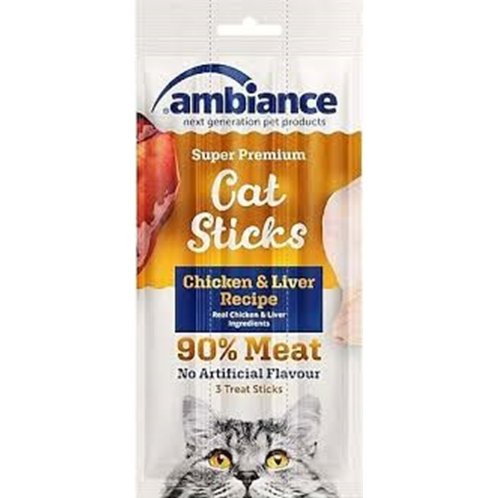 Ambiance Tavuklu ve Ciğerli 5 gr 3'lü Sticks Kedi Ödül Maması