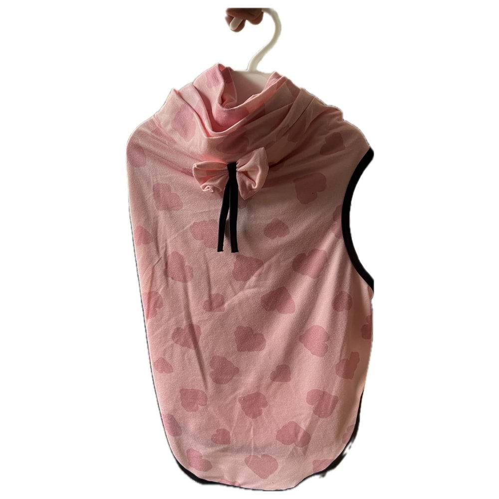 ATMACA kedi elbisesi pembe kalp desenli