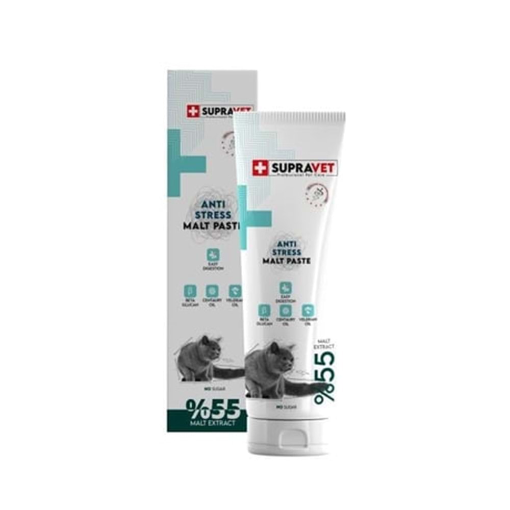 Supravet Anti-Stress Sakinleştirici Şekersiz Malt Kedi Macunu 100gr