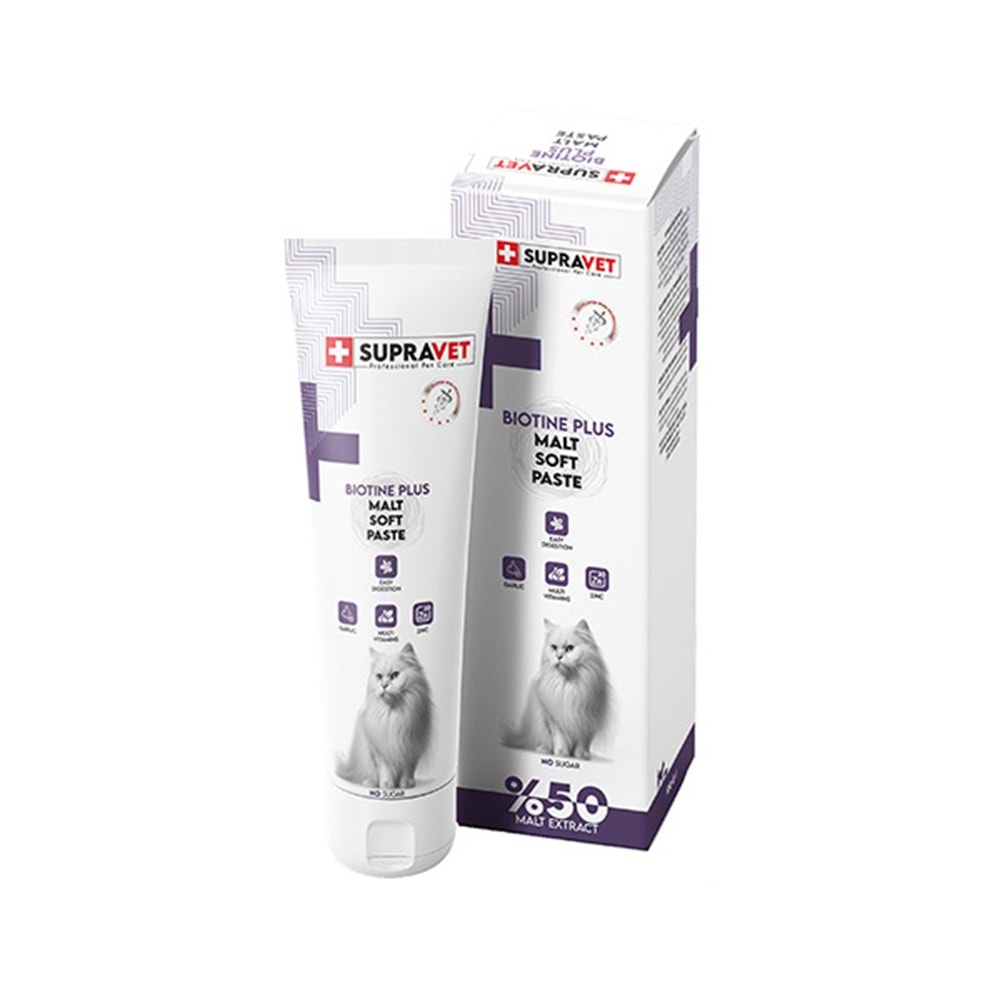Supravet Biotine Plus Kediler İçin Tüy Sağlığı Güçlendirici Malt Paste 100 gr