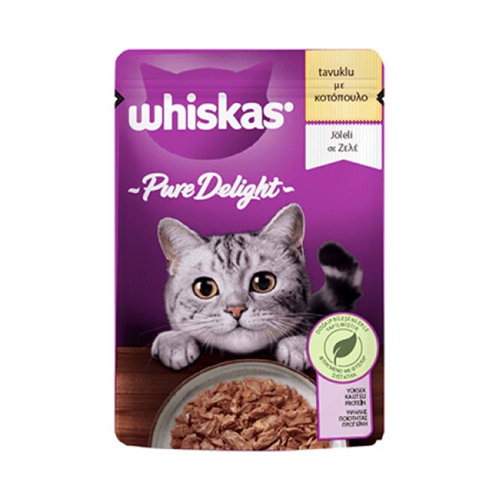 Whiskas Pouch Pure Delight Jöle İçinde Tavuklu Yetişkin Kedi Konservesi 85gr