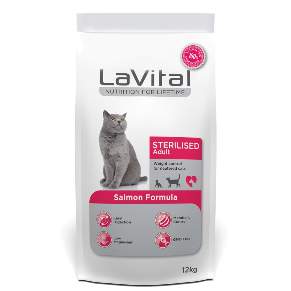 ACIK 1 KG LaVital Kilo Kontrolü için Somonlu Kısırlaştırılmış Kedi Maması