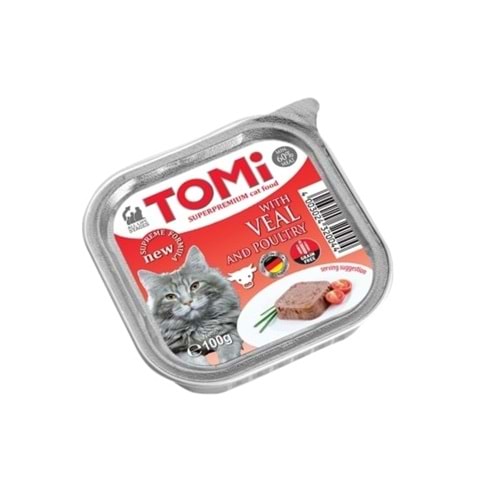 Tomi Kedi Dana Etli Ve Kümes Hayvanlı Alüminyum Yaş Mama 100gr (pate)