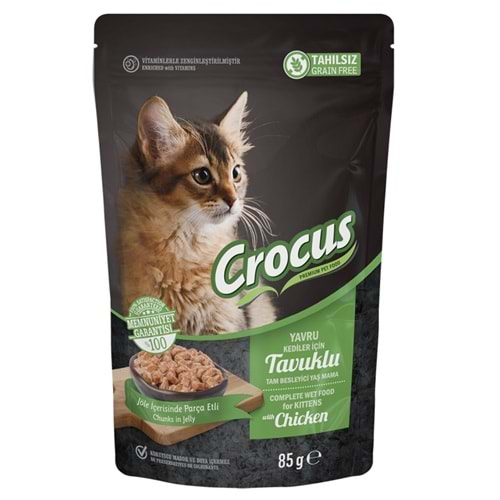 Crocus Tahılsız Yavru Kedi Tavuklu Pouch Jöleli Yaş Mama 85 G