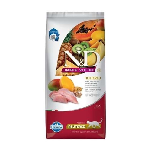 N&D Tropical Selection Tavuklu ve Tropikal Meyveli 10 Kg Kısırlaştırılmış Kuru Kedi Maması