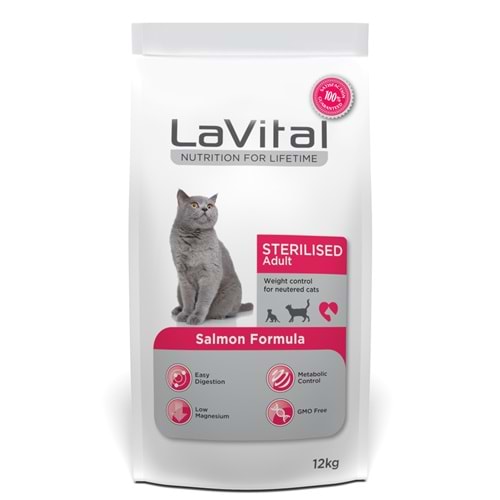 ACIK 1 KG LaVital Kilo Kontrolü için Somonlu Kısırlaştırılmış Kedi Maması