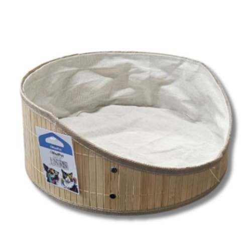 Doğal Bambu Kedi Yatağı 34 cm Konforlu ve Şık Tasarım