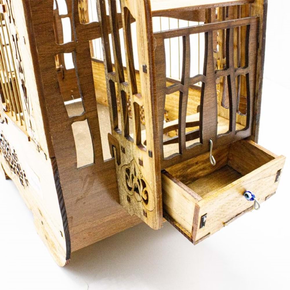07328-BİRDLİFE DAMLA LÜX OYMALI AHŞAP KUŞ KAFESİ 36X18,5X45CM