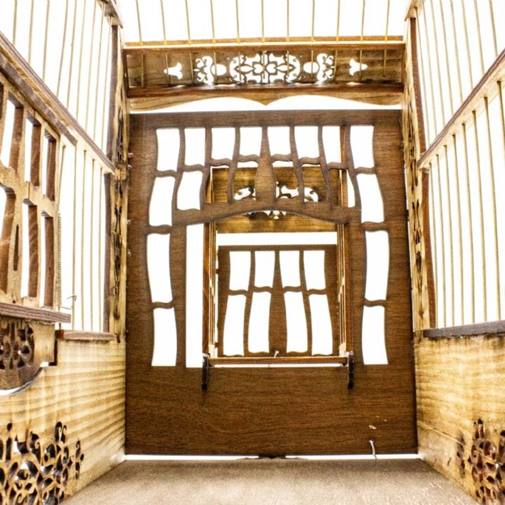 07328-BİRDLİFE DAMLA LÜX OYMALI AHŞAP KUŞ KAFESİ 36X18,5X45CM